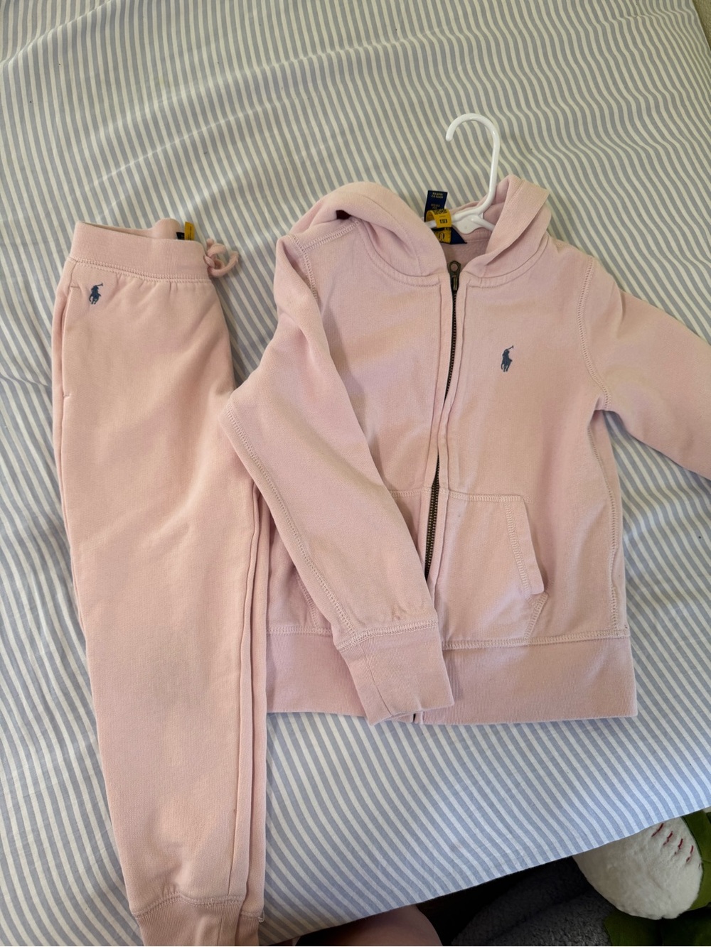 Polo by Ralph Lauren Girls Light Pink Hoodie & Joggers Set